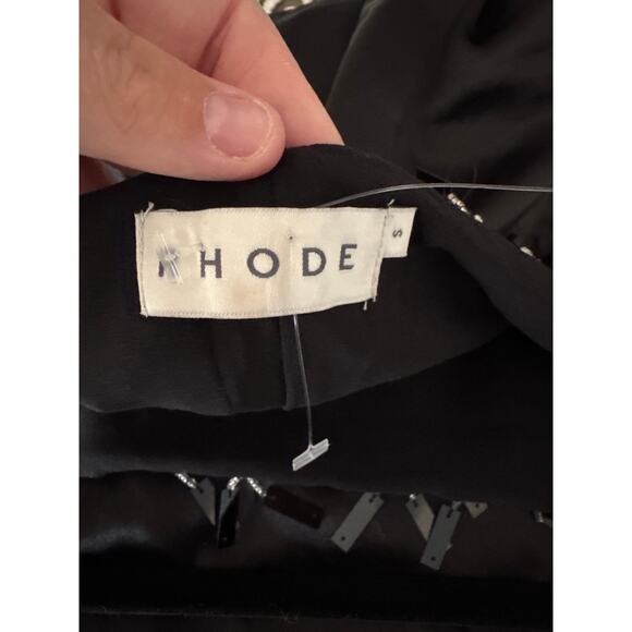 Women's Rhode Gabriella Bedazzled Tassel Midi Dress size S in Black Glam Date - Picture 6 of 6